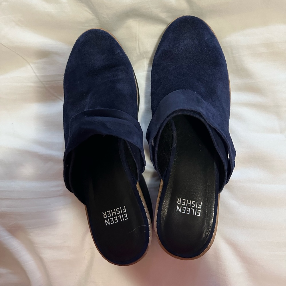 Eileen Fisher Haya Platform clog, deep Adriatic color. Blue.